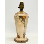 A 1930’s Charlotte Rhead stitch pottery table lamp. 27cm