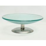 A Deagostini glass and chrome bowl. Italy. 38x14cm.