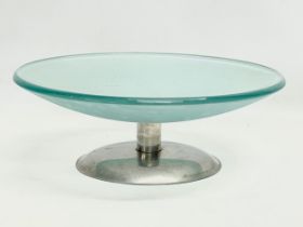 A Deagostini glass and chrome bowl. Italy. 38x14cm.