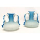 A pair of vintage Art Glass vases. 20x18cm