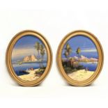 A pair of early 20th century oil paintings of Egyptian scenes in gilt frames. 49.5x59.5cm with