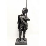 A large 19th century spelter soldier. 67.5cm