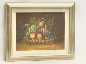 A large signed Still Life oil painting in shadow box frame. Al F???. Painting measures 51x39.5cm.