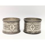 A pair of large Victorian silver napkin holders, Sheffield. 5x3.5cm