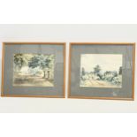 2 watercolours by P. Bamberger. Dated 1911. Painting 27x21cm. Frame 42x35cm