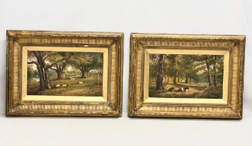2 large oil paintings by John. W. Morris (1865-1924) in original large heavy 19th century gilt