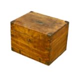 A 19th century military camphorwood stationary box with brass bound. 36x27x25.5cm
