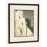 A vintage pencil drawing of a lady. 35x43cm