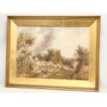 A large watercolour by James Price (1842-1876) in a 19th century shadow box gilt frame. Painting