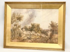 A large watercolour by James Price (1842-1876) in a 19th century shadow box gilt frame. Painting