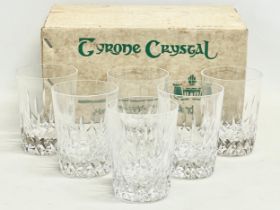 A set of 6 Tyrone Crystal whisky glasses in box. 10cm