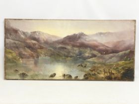 A large oil painting attributed Bartholomew Colles Watkins (1833-1891) Morn- Killarney. 129x60cm to