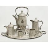 A large excellent quality late 19th century Roberts & Belk silver plated Turkish style tea and