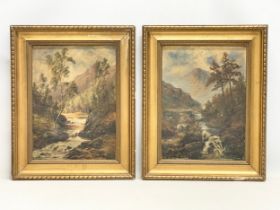 2 19th century signed oil paintings in original gilt frames. Painting 27x38cm. Frame 41x50.5cm