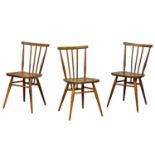 A set of 3 Ercol model 391 Mid Century kitchen chairs.