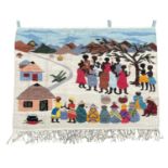 A vintage African style wool wall hanging rug. 140x154cm
