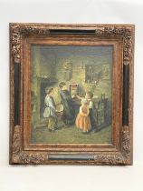 A large signed oil painting in ornate frame. Painting 49x59cm. Frame 74x84cm