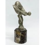 A vintage Rolls Royce ‘Spirit of Ecstasy’ mascot on marble base. 15cm