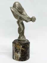 A vintage Rolls Royce ‘Spirit of Ecstasy’ mascot on marble base. 15cm