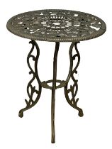 An ornate cast iron garden table. 55x66cm