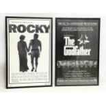 2 framed movie posters. A United Artists Rocky. A Paramount The Godfather. 59x90cm