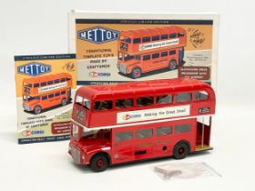 A Strictly Limited Edition Mettoy Corgi Clockwork Drive Windup London Bus in box. Bus measures