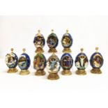 A collection of House of Fabergé Rise of Christ Eggs. Approximately 12.5cm