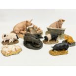 A collection of ornamental pigs. Border Fine Arts, Royal Doulton. Largest 18.5cm