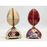 2 Bradford Exchange Musical Porcelain Eggs, 'Jewel of Christmas Musical Egg,' and 'Jewel of Nature.'