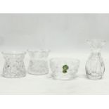 4 pieces of Waterford Crystal. Pair of vases measure 6.5x6cm