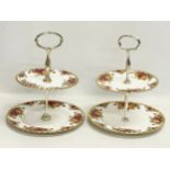 A pair of Royal Albert Old Country Roses 2 tier cake stands. 20.5x24cm