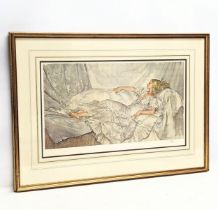 A limited edition print by Sir William Russell Flint titled "Silver and White." 447/850. 79x56cm