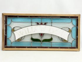 A late 19th/early 20th century stain glass panel. 88x41cm