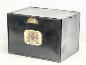 A large Victorian metal document box. 51x38x36cm