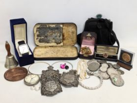 A sundry lot including a quantity of coins, Hardy Brothers tin for fishing fly's, Royal Engineers