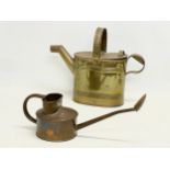 2 early 20th century copper and brass watering cans. Copper by Hawes. 33x27cm
