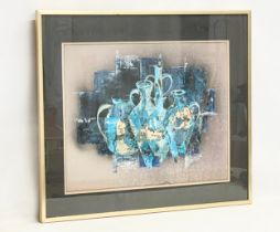 An abstract oil painting. Titled ‘Galleon Pots’. From David Hendriks Gallery, Dublin. 64x49cm. Frame