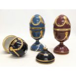 3 Jewelled Porcelain Eggs from the Icons of Steam Collection, 'Duchess of Hamilton,' 'Mallard,'