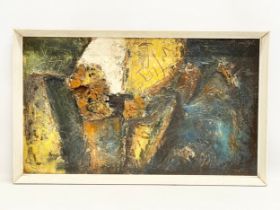 An abstract oil painting by Michael. D Barnfather. 60.5x35.5cm. Frame 64.5x39cm.
