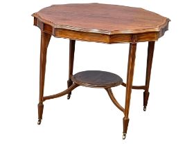 An Edwardian inlaid mahogany centre / window table. 88x72cm