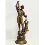 A large early 20th century brass sailor figure. 71cm