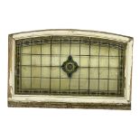 A large 19th century ornate stained glass panel in wooden frame. 140x91cm