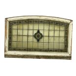 A large 19th century ornate stained glass panel in wooden frame. 140x91cm