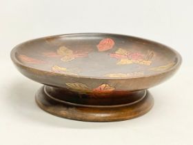 A large early 20th century pokerwork centrepiece bowl. 33x10cm