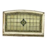 A large 19th century ornate stained glass panel in wooden frame. 140x91cm
