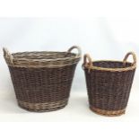 2 vintage wicker baskets. 52x49.5cm