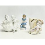 3 late 19th century German bisque figurines. 14x13cm