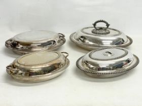 4 early 20th century silver plated food warmers. 30x21x15cm
