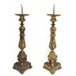 A large pair of 19th century French ornate ecclesiastical brass candlesticks. Circa 1860/1870s. 69cm