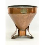 A large early 20th century copper beer funnel by Lund & Reynolds LTD. 31x29x33cm